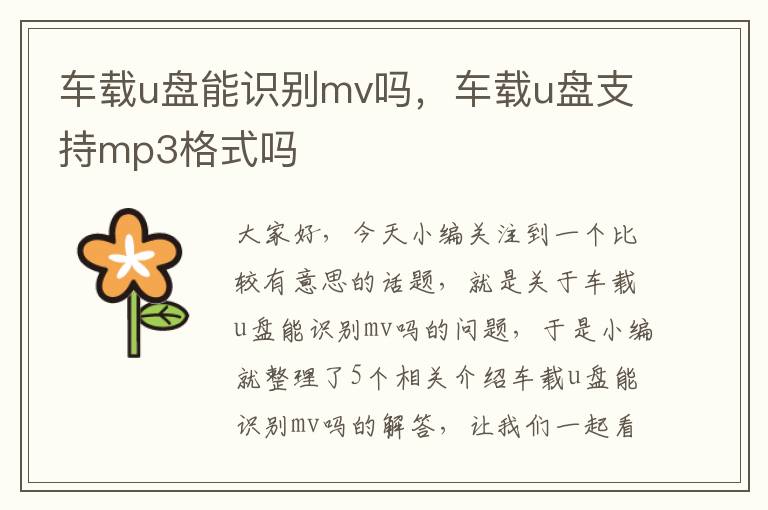 车载u盘能识别mv吗，车载u盘支持mp3格式吗