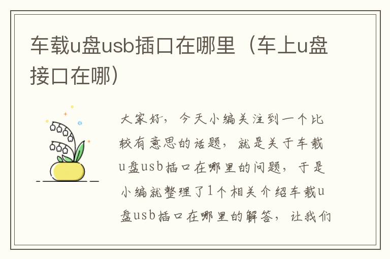 车载u盘usb插口在哪里（车上u盘接口在哪）