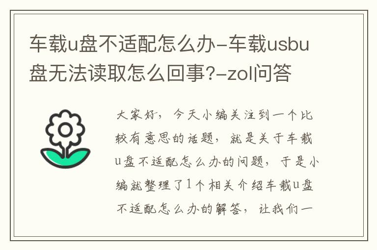 车载u盘不适配怎么办-车载usbu盘无法读取怎么回事?-zol问答