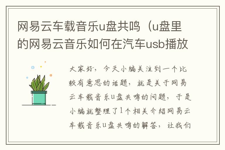 网易云车载音乐u盘共鸣（u盘里的网易云音乐如何在汽车usb播放）