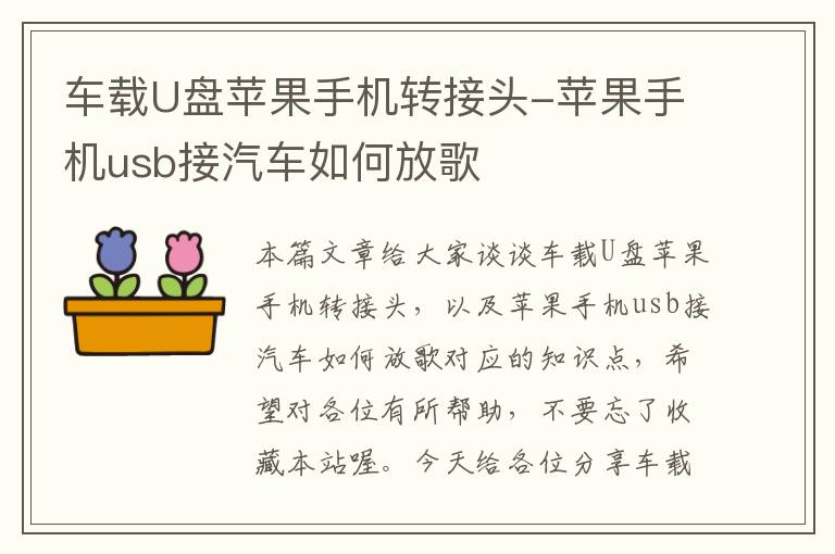 车载U盘苹果手机转接头-苹果手机usb接汽车如何放歌