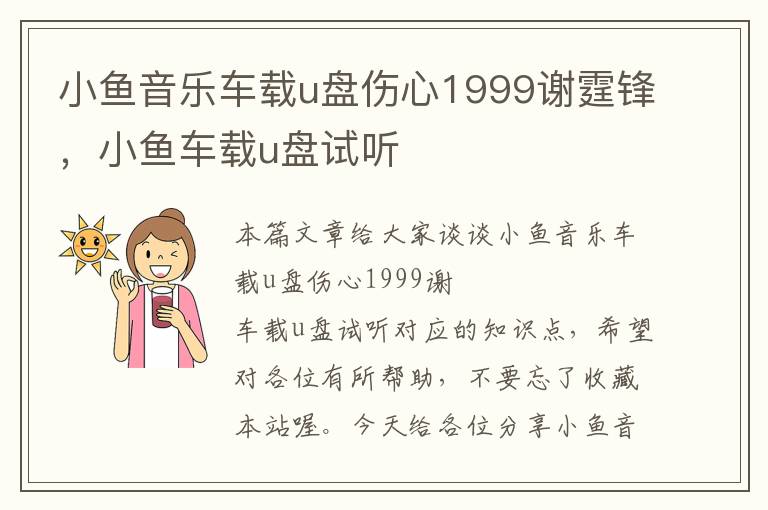 小鱼音乐车载u盘伤心1999谢霆锋，小鱼车载u盘试听