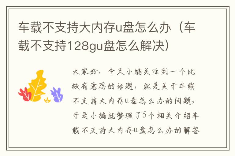 车载不支持大内存u盘怎么办（车载不支持128gu盘怎么解决）