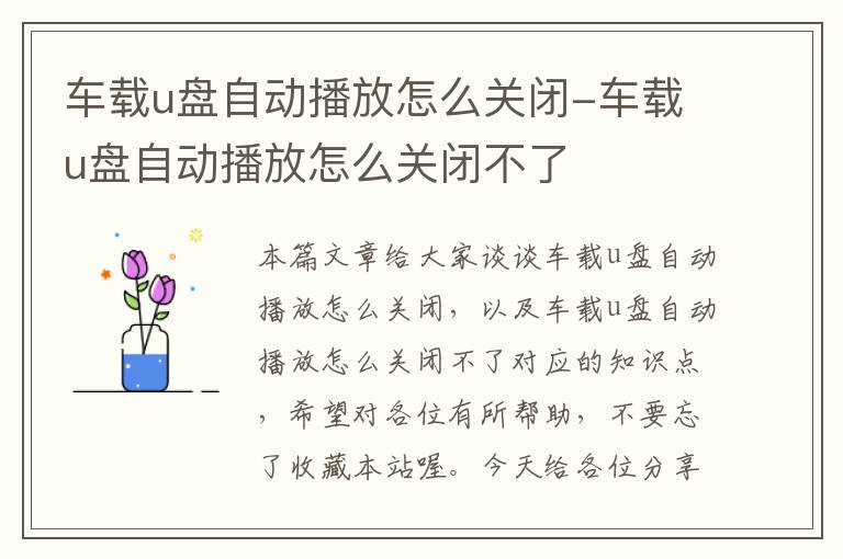 车载u盘自动播放怎么关闭-车载u盘自动播放怎么关闭不了