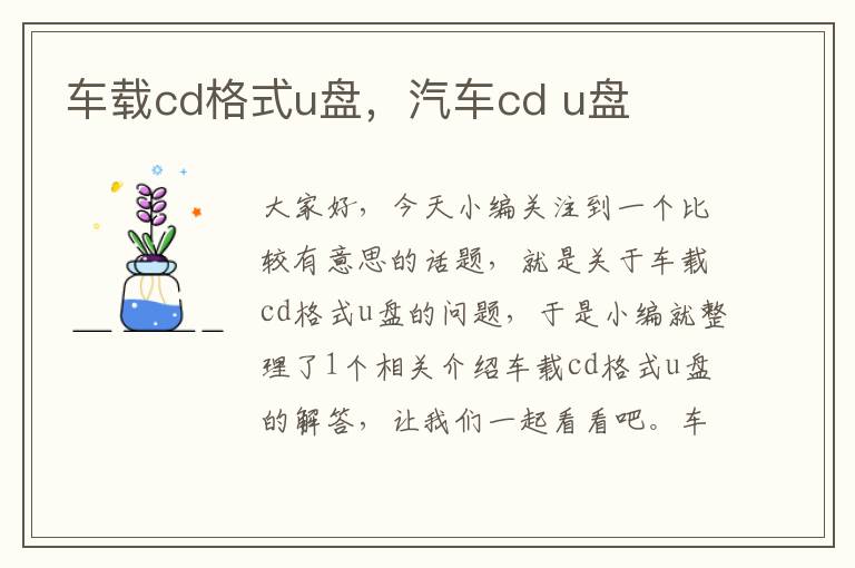 车载cd格式u盘，汽车cd u盘