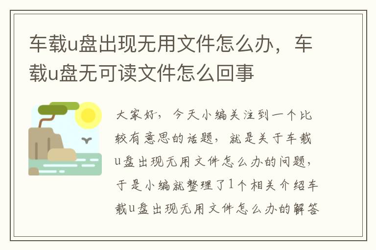 车载u盘出现无用文件怎么办，车载u盘无可读文件怎么回事