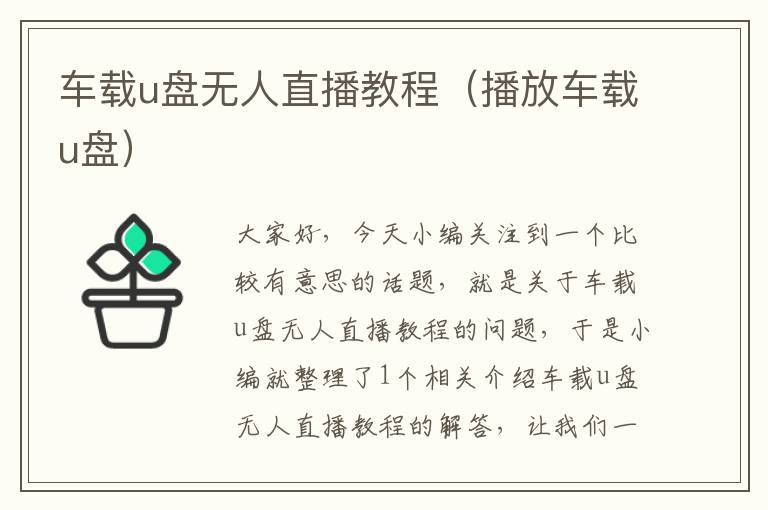 车载u盘无人直播教程（播放车载u盘）