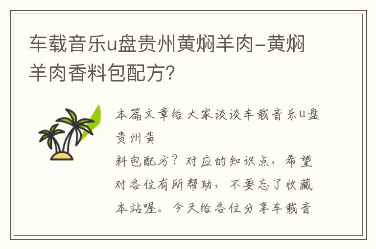 车载音乐u盘贵州黄焖羊肉-黄焖羊肉香料包配方？