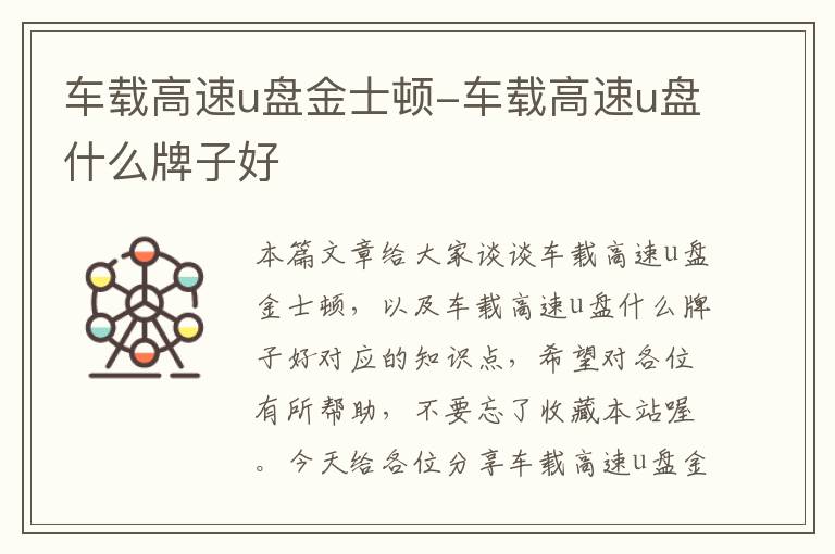 车载高速u盘金士顿-车载高速u盘什么牌子好