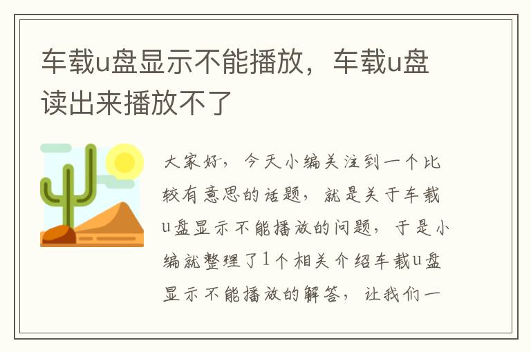 车载u盘显示不能播放，车载u盘读出来播放不了