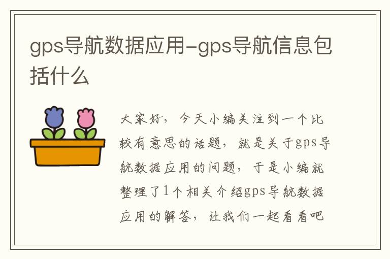 gps导航数据应用-gps导航信息包括什么