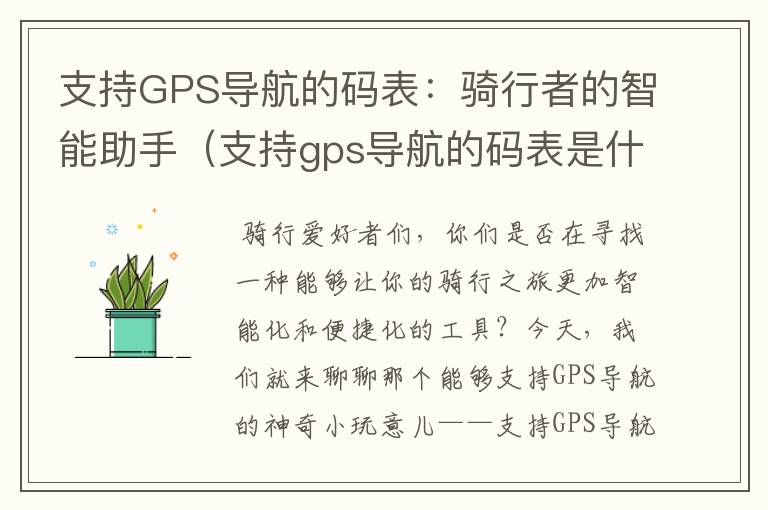 支持GPS导航的码表：骑行者的智能助手（支持gps导航的码表是什么软件）