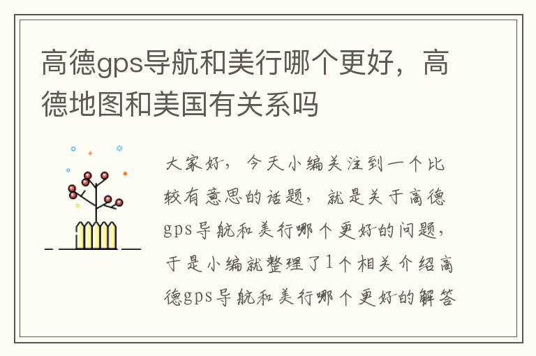 高德gps导航和美行哪个更好，高德地图和美国有关系吗