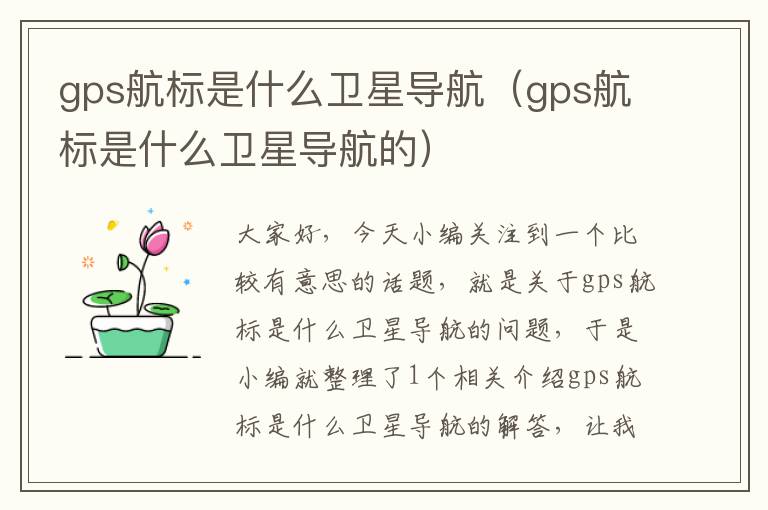 gps航标是什么卫星导航（gps航标是什么卫星导航的）