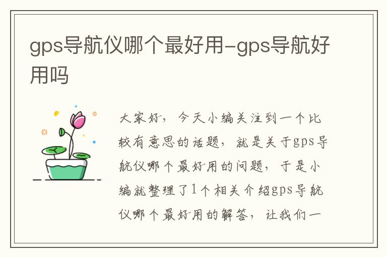 gps导航仪哪个最好用-gps导航好用吗